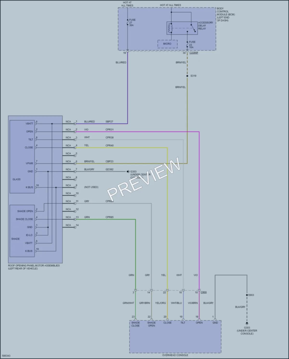 2018 Ford Edge Power Top Sunroof wiring diagram preview