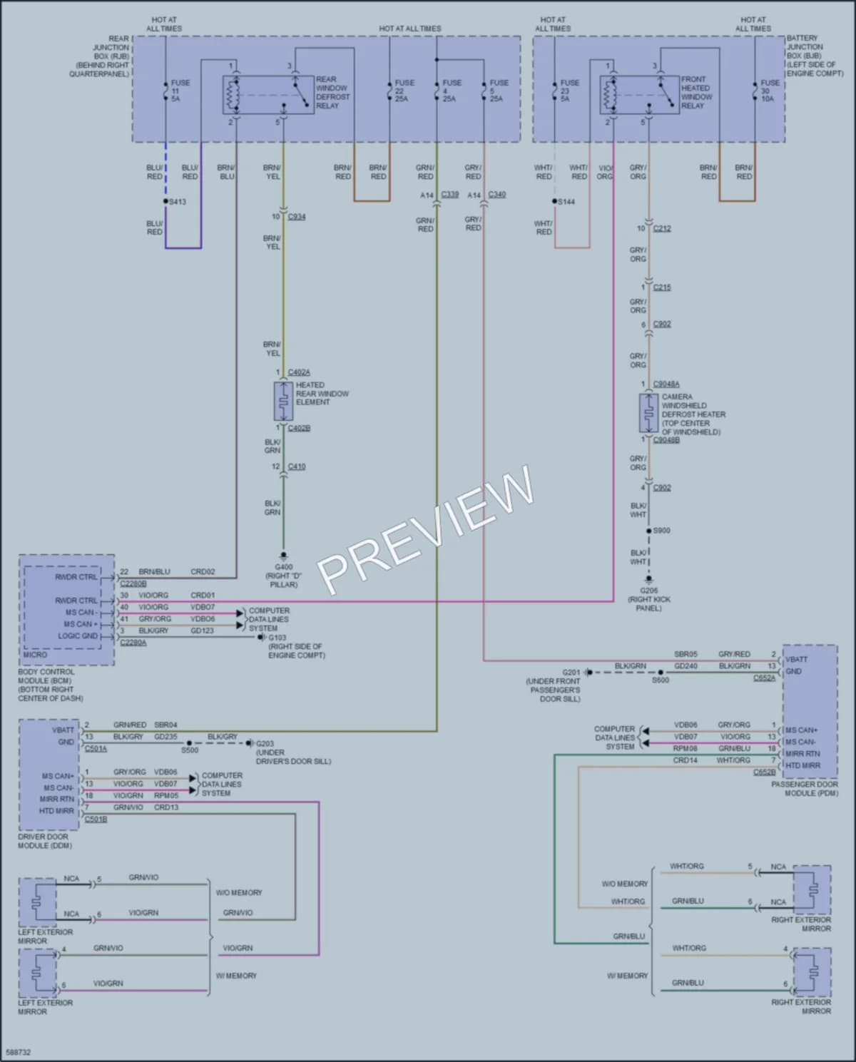 2018 Ford Escape Defoggers wiring diagram preview