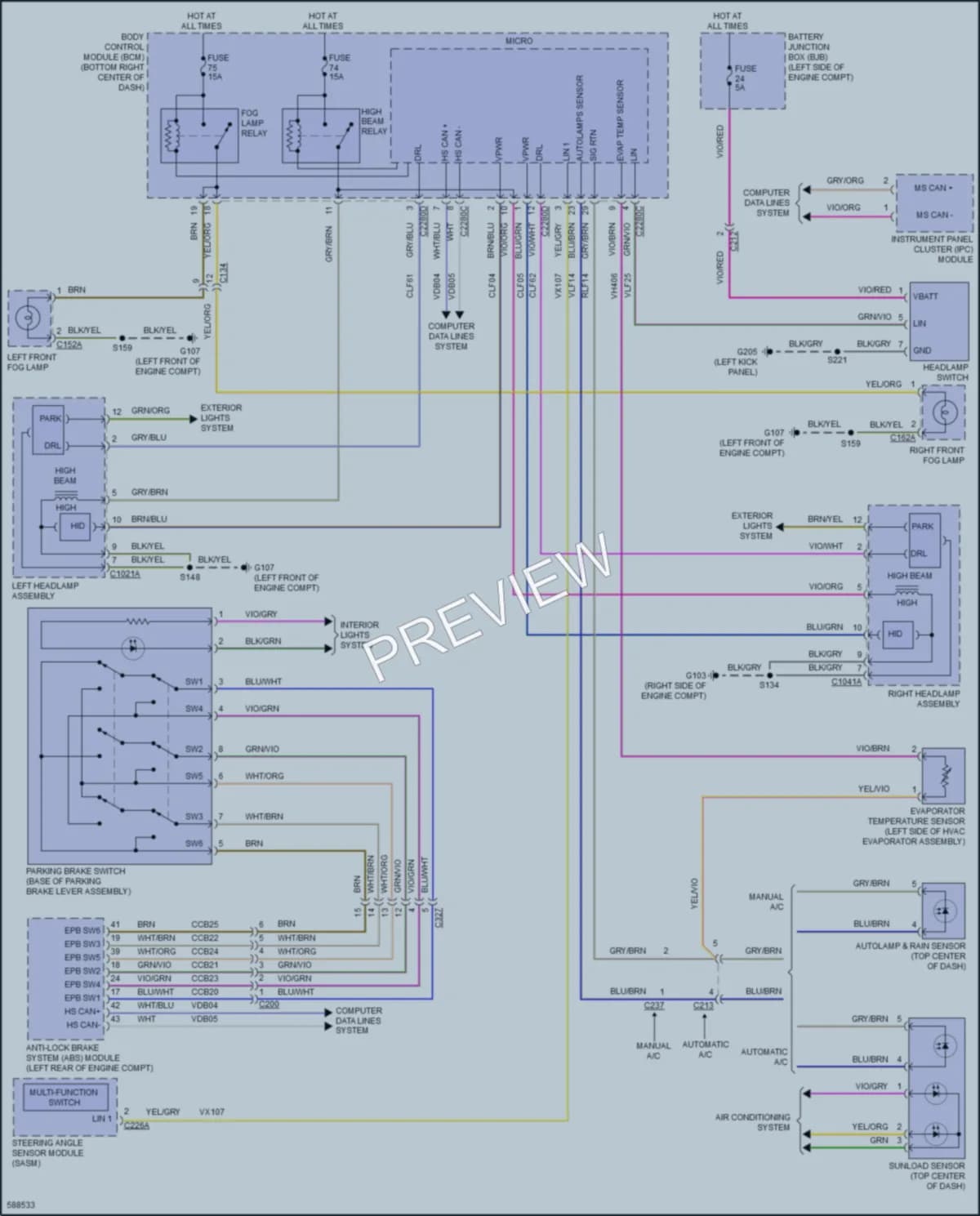 2018 Ford Escape Headlights wiring diagram preview