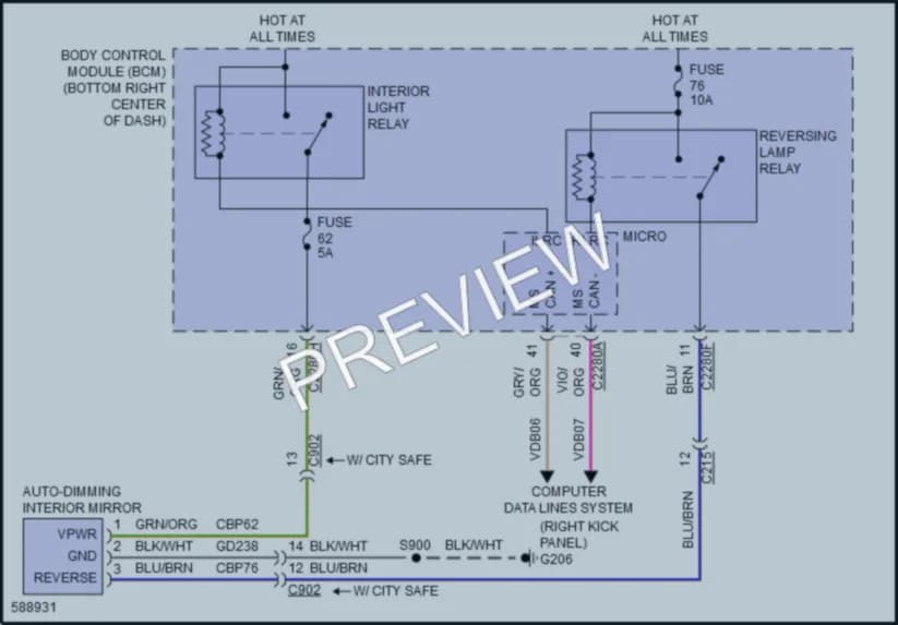2018 Ford Escape Power Mirrors wiring diagram preview