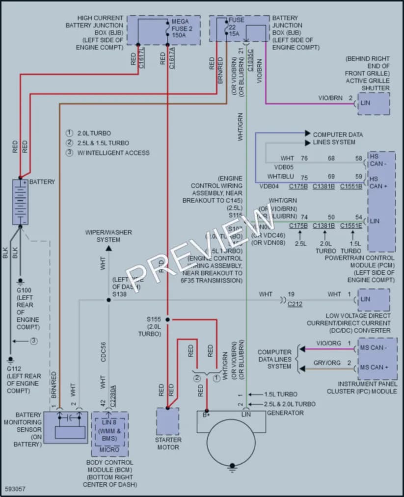 2018 Ford Escape Starting Charging wiring diagram preview