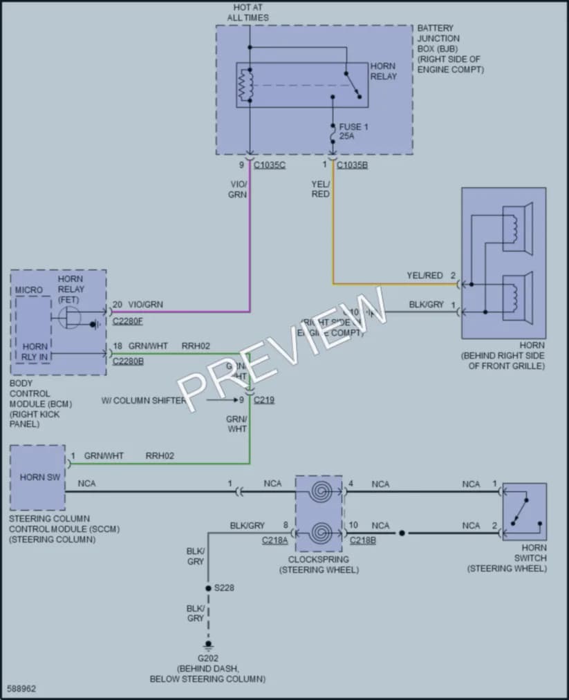 2018 Ford F150 Horn wiring diagram preview