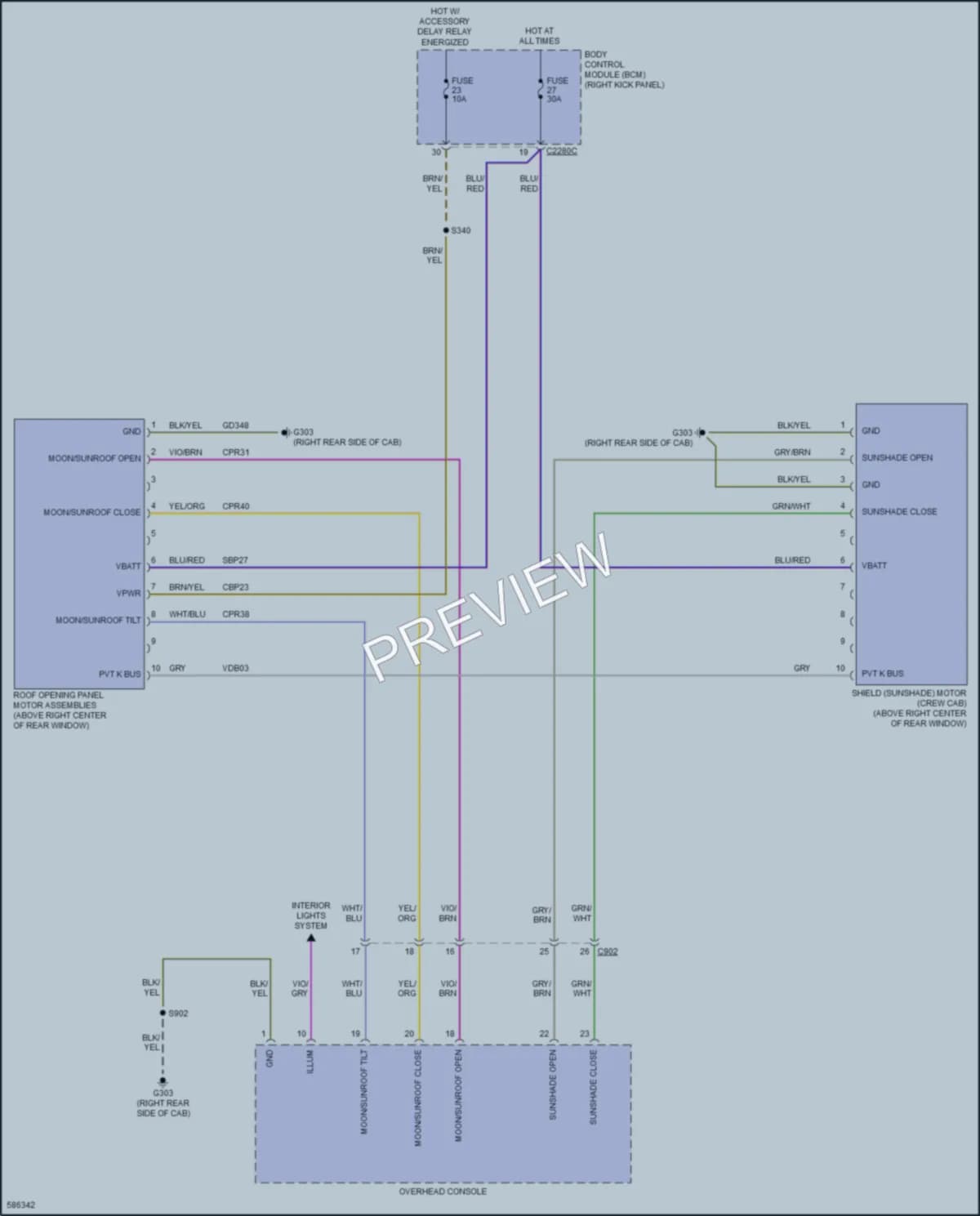 2018 Ford F150 Power Top Sunroof wiring diagram preview