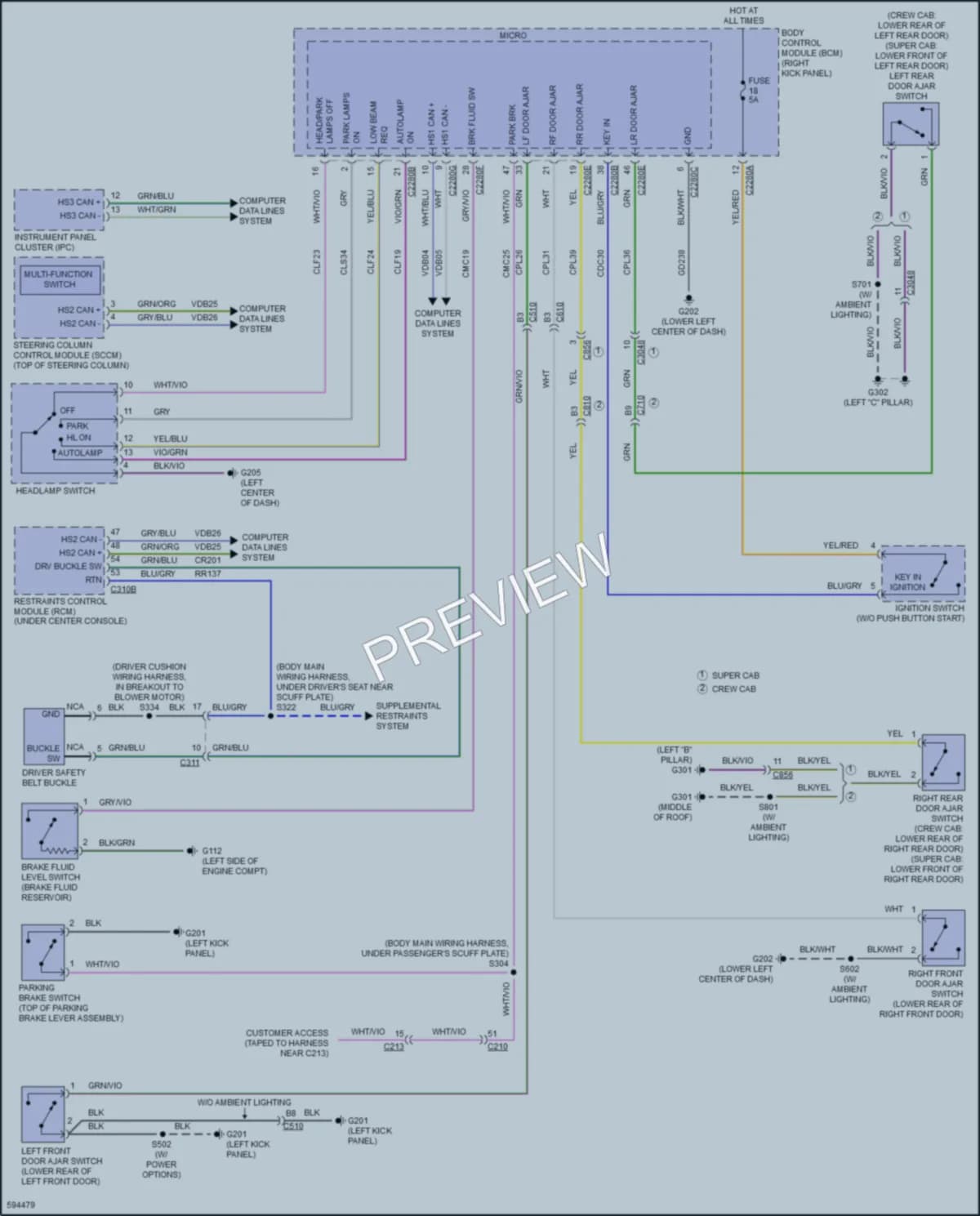 2018 Ford F250SuperDuty Warning Systems wiring diagram preview