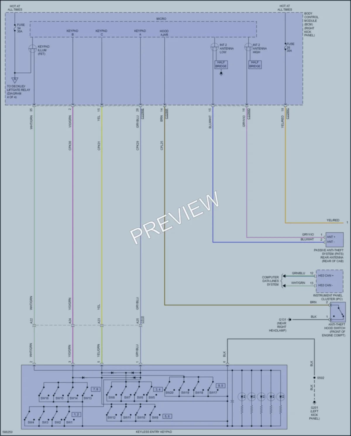 2018 Ford F350SuperDuty Anti Theft wiring diagram preview