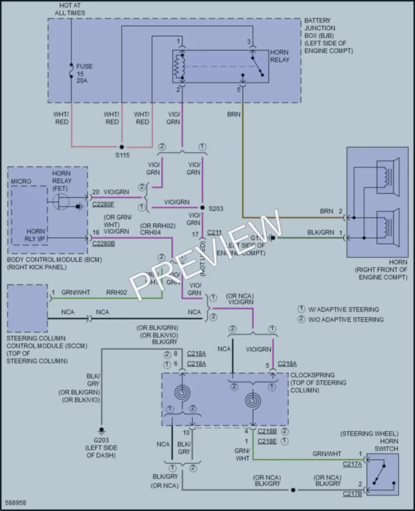 2018 Ford F350SuperDuty Horn wiring diagram preview