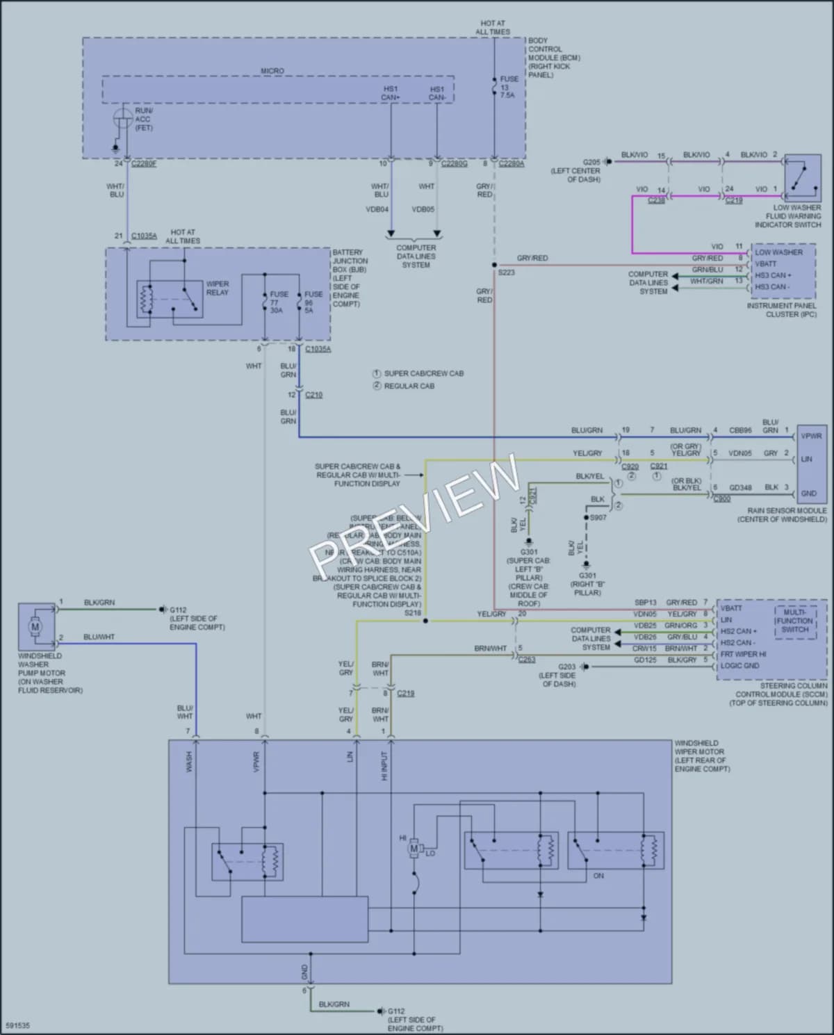 2018 Ford F450SuperDuty Wiper Washer wiring diagram preview