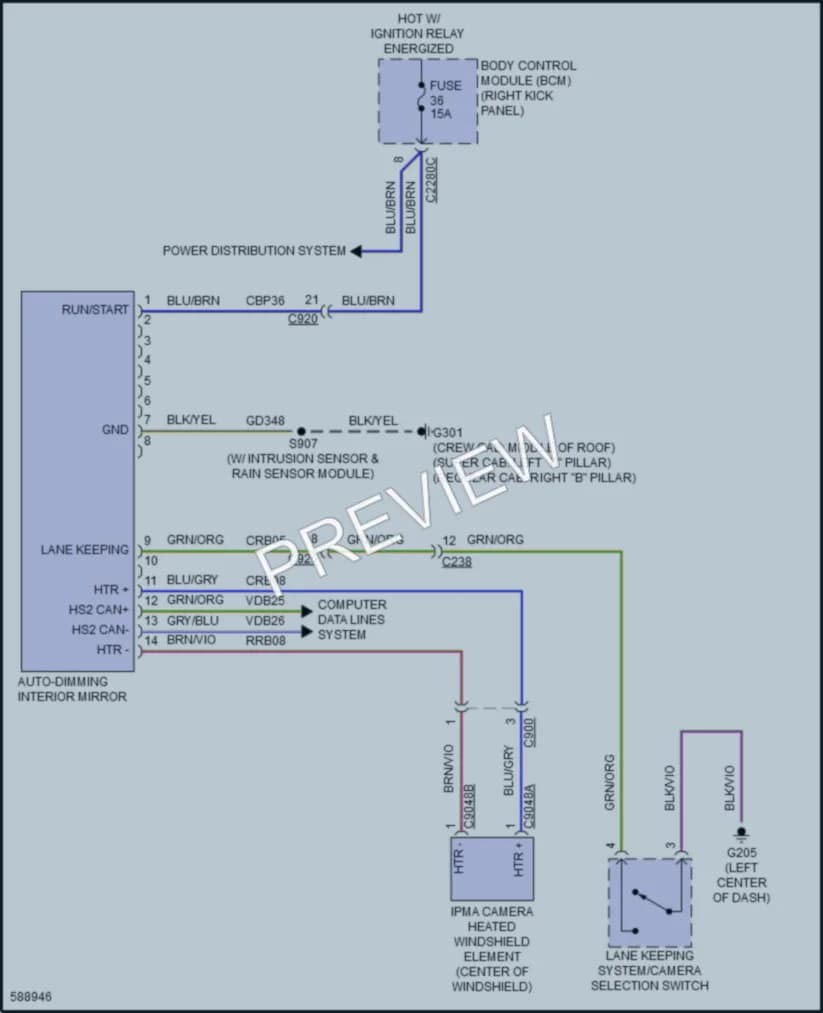 2018 Ford F550ChsCab Power Mirrors wiring diagram preview