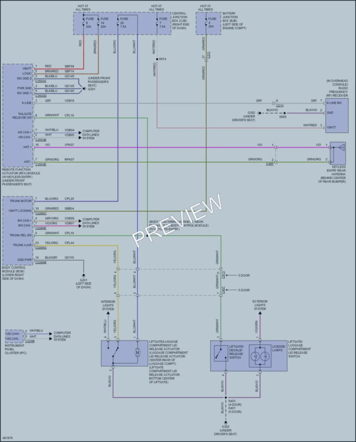 2018 Ford Fiesta Trunk Tailgate Fuel Door wiring diagram preview