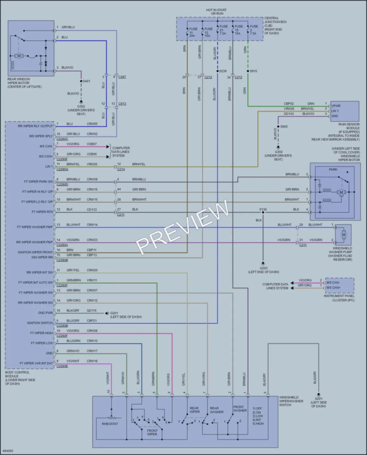 2018 Ford Fiesta Wiper Washer wiring diagram preview