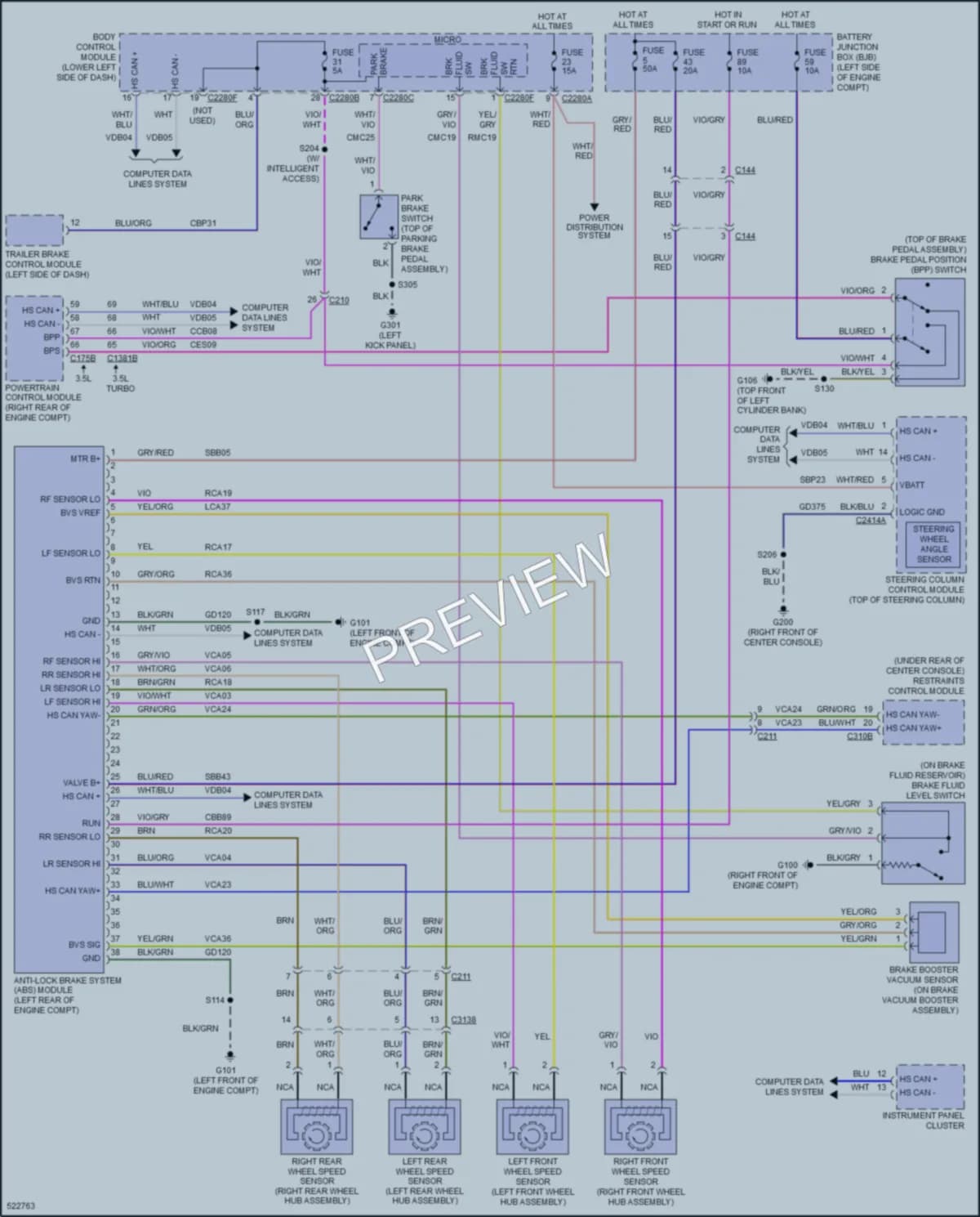 2018 Ford Flex Anti Lock Brakes wiring diagram preview