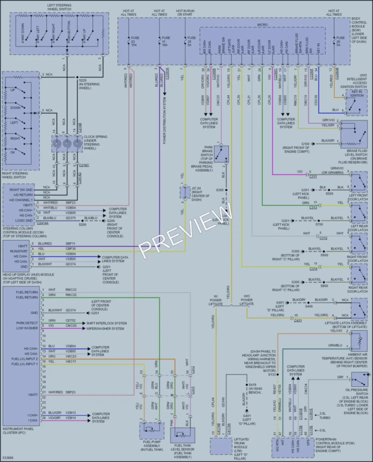 2018 Ford Flex Instrument Cluster wiring diagram preview