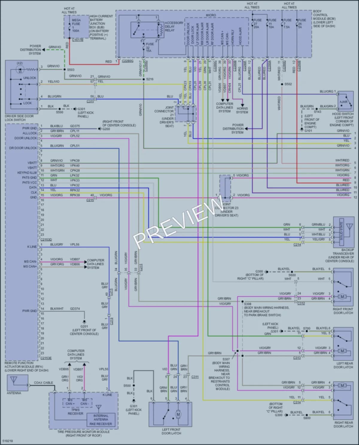2018 Ford Flex Power Door Locks wiring diagram preview