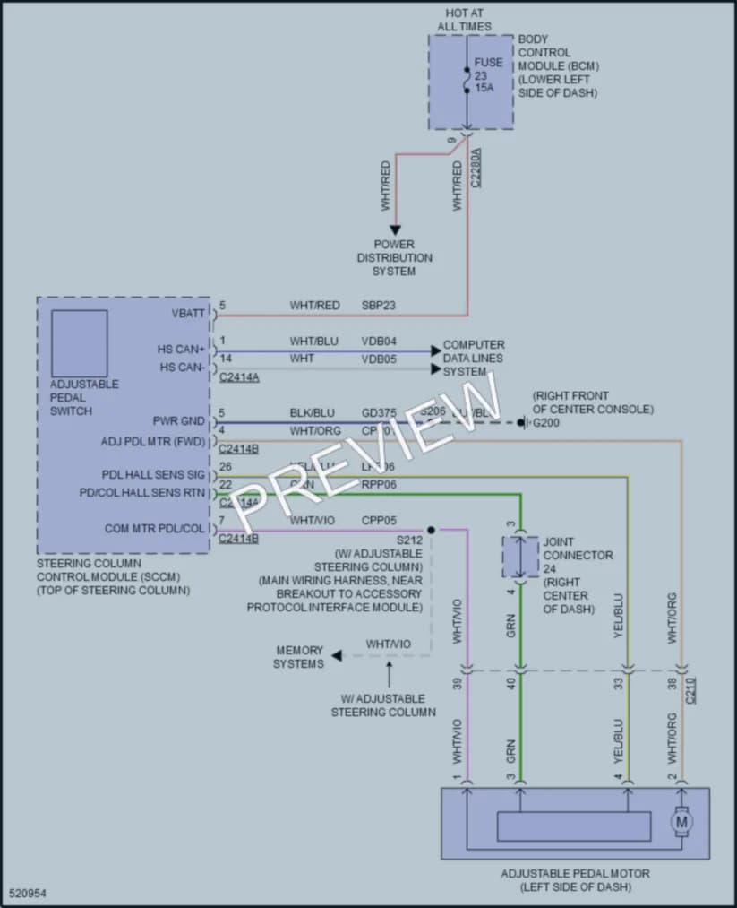 2018 Ford Flex Power Seats wiring diagram preview