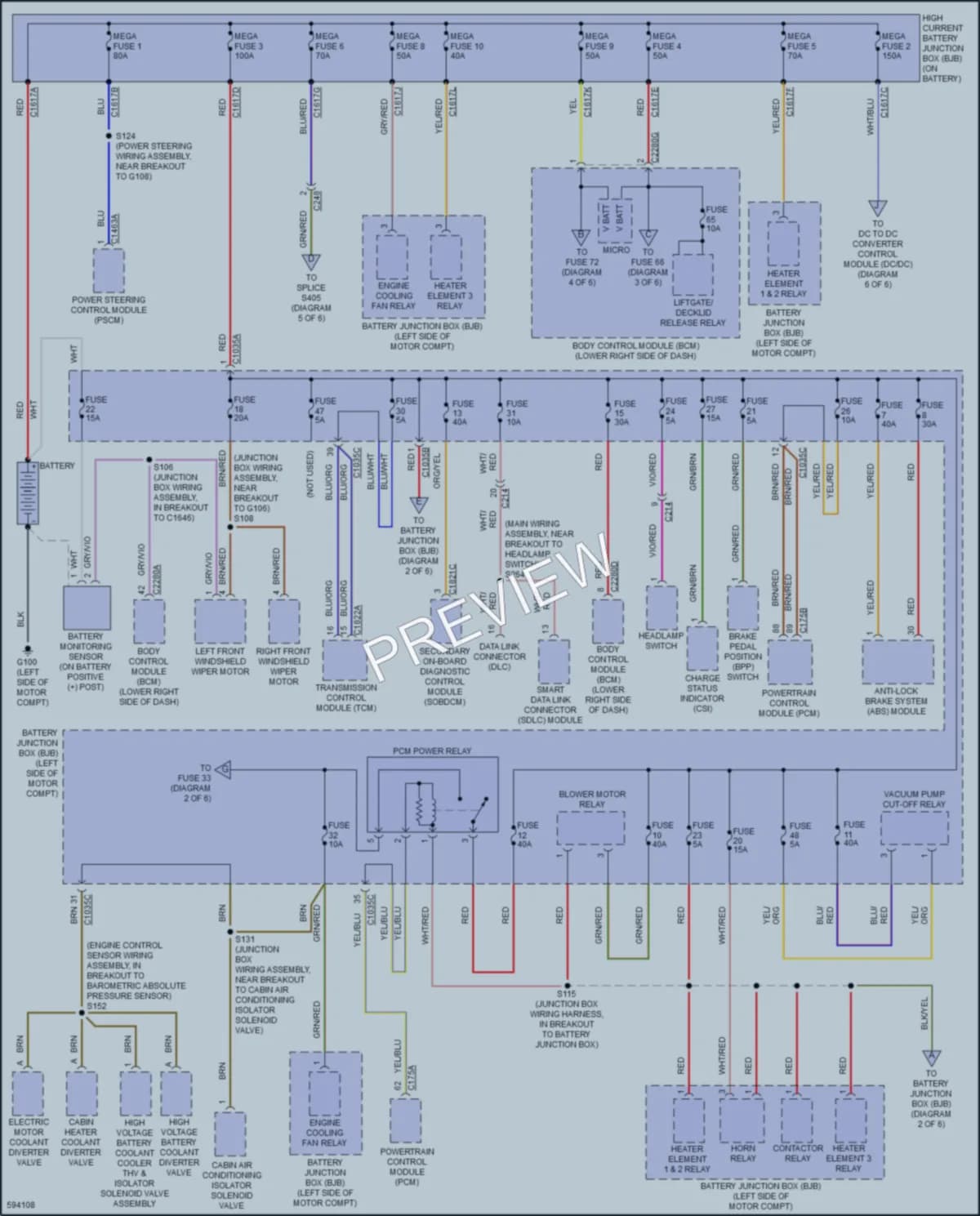 2018 Ford FocusElectric Power Distribution wiring diagram preview