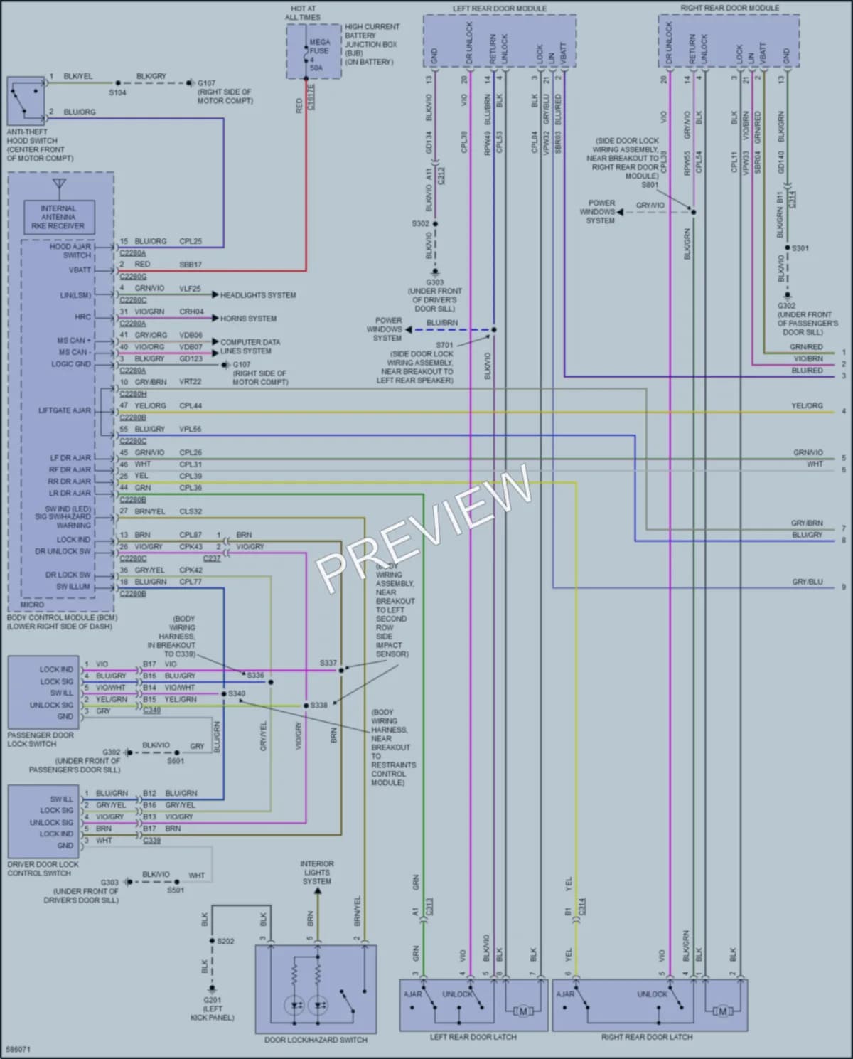 2018 Ford FocusElectric Power Door Locks wiring diagram preview