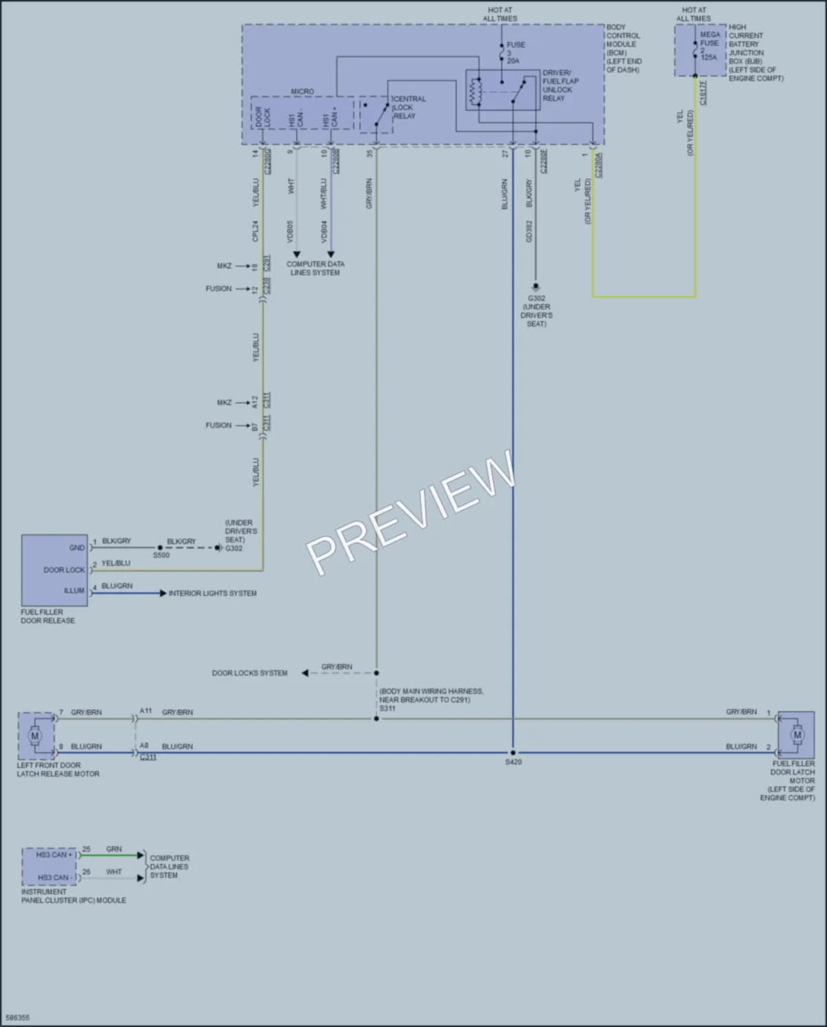 2018 Ford Fusion Trunk Tailgate Fuel Door wiring diagram preview