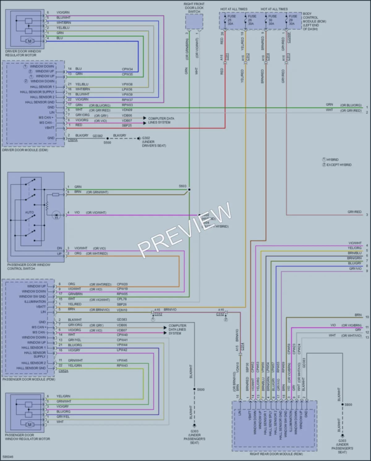 2018 Ford FusionEnergi Power Windows wiring diagram preview