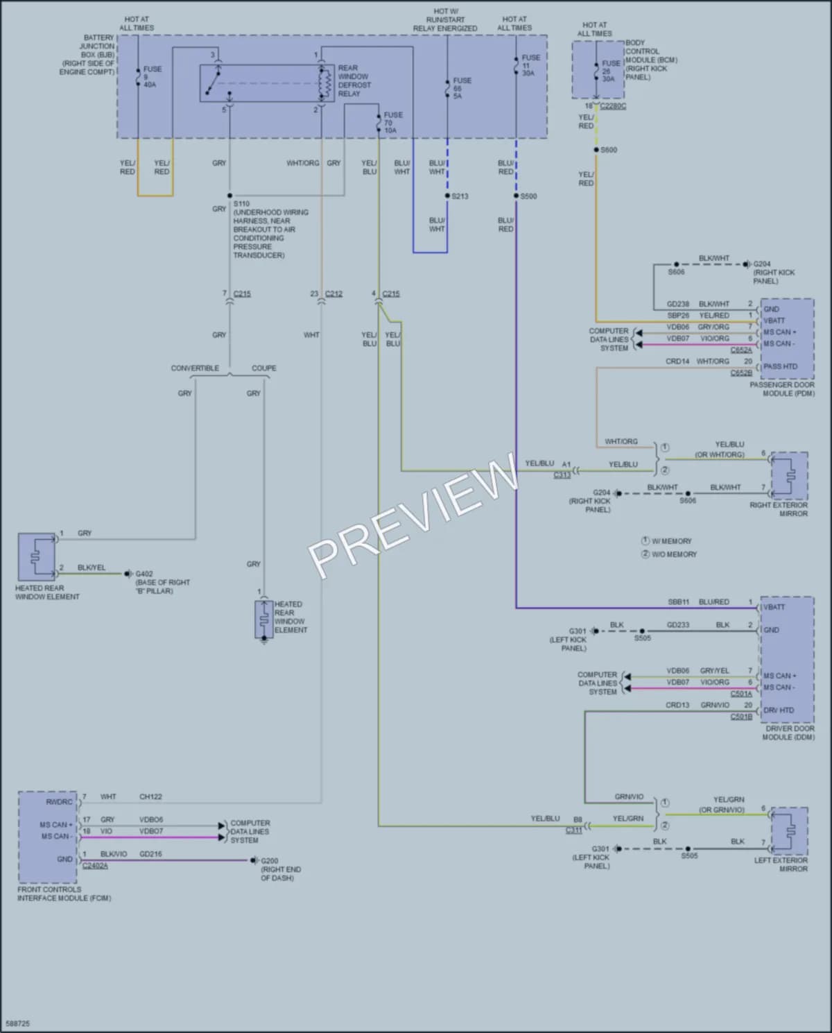 2018 Ford Mustang Defoggers wiring diagram preview