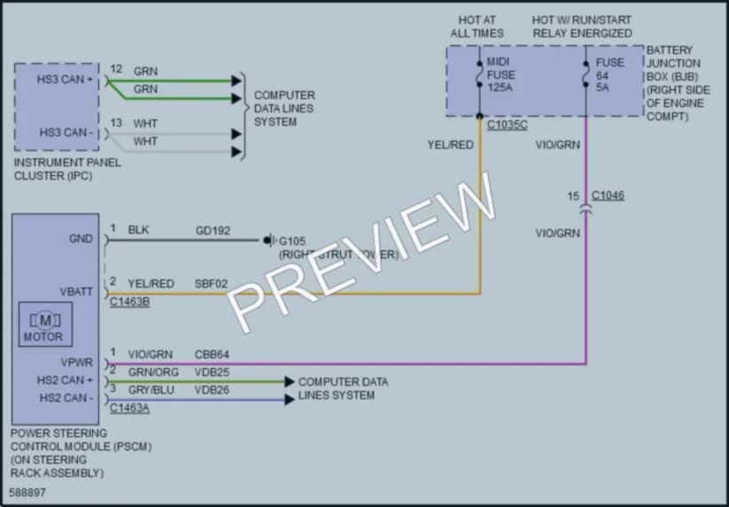 2018 Ford Mustang Electronic Power Steering wiring diagram preview