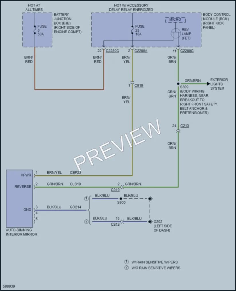 2018 Ford Mustang Power Mirrors wiring diagram preview