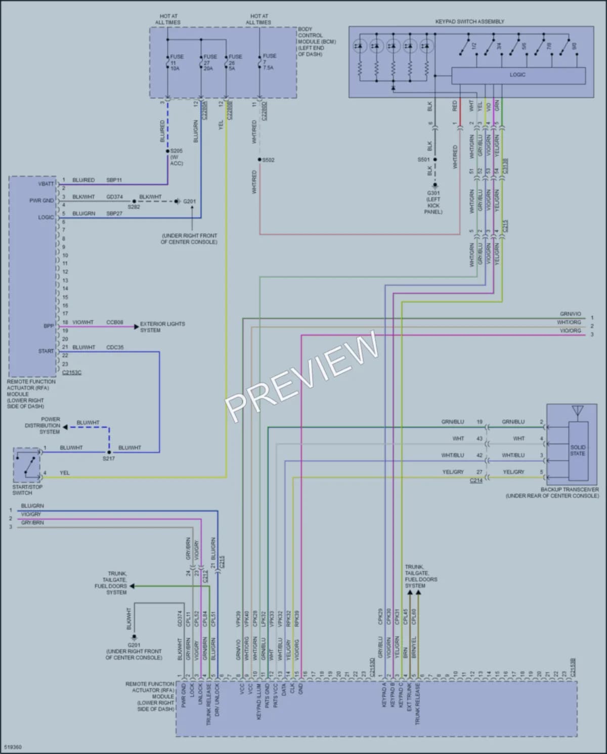 2018 Ford Taurus Anti Theft wiring diagram preview