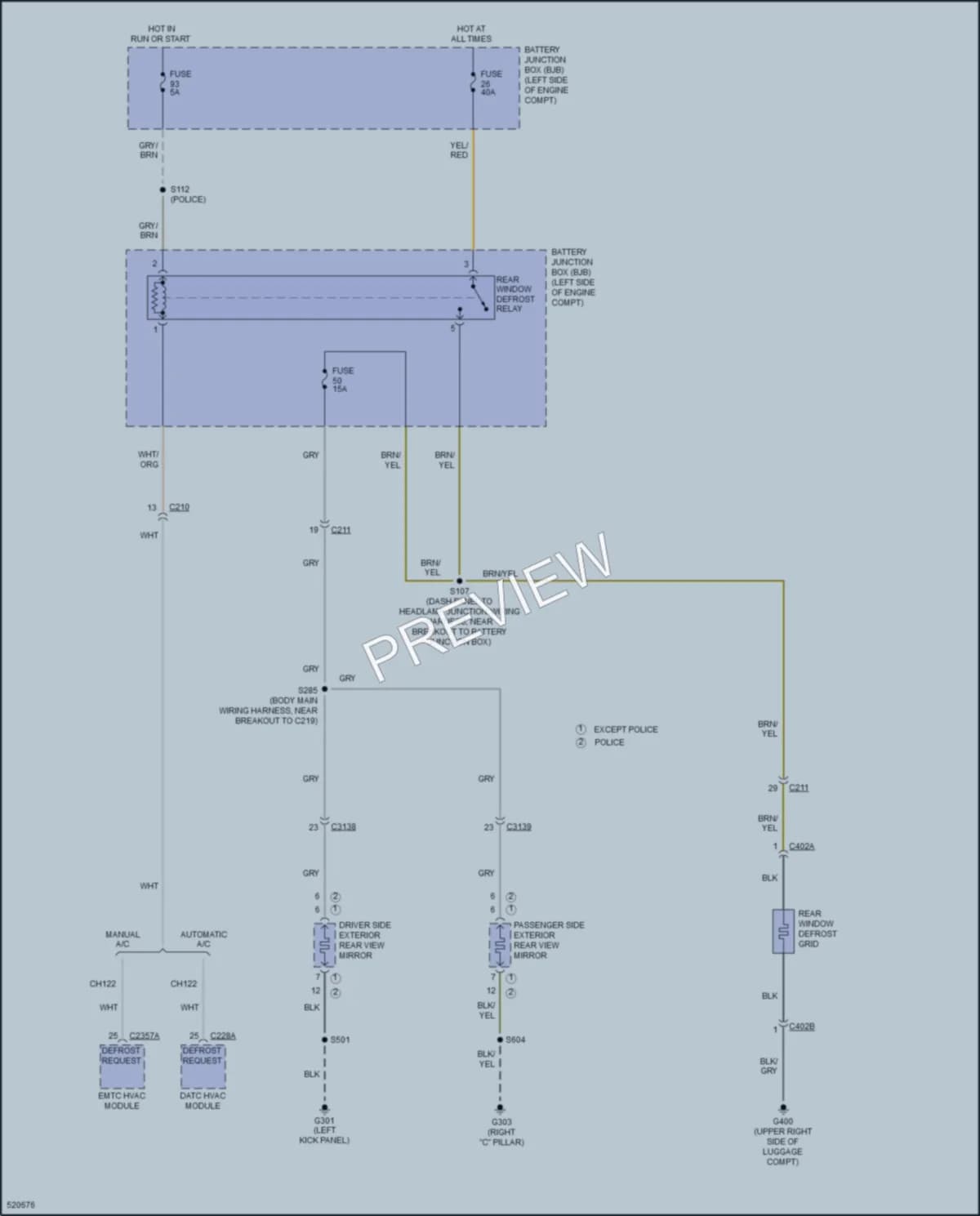 2018 Ford Taurus Defoggers wiring diagram preview