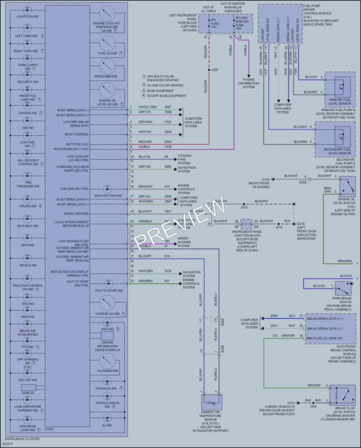 2018 GMC 1500Sierra Instrument Cluster wiring diagram preview