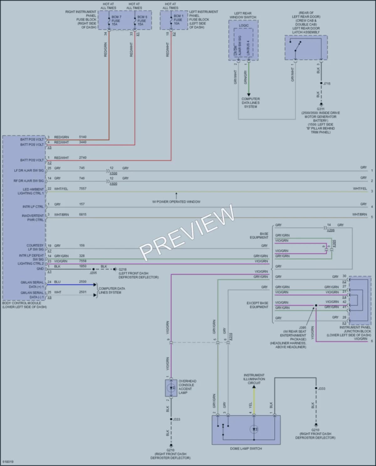 2018 GMC 1500Sierra Interior Lights wiring diagram preview