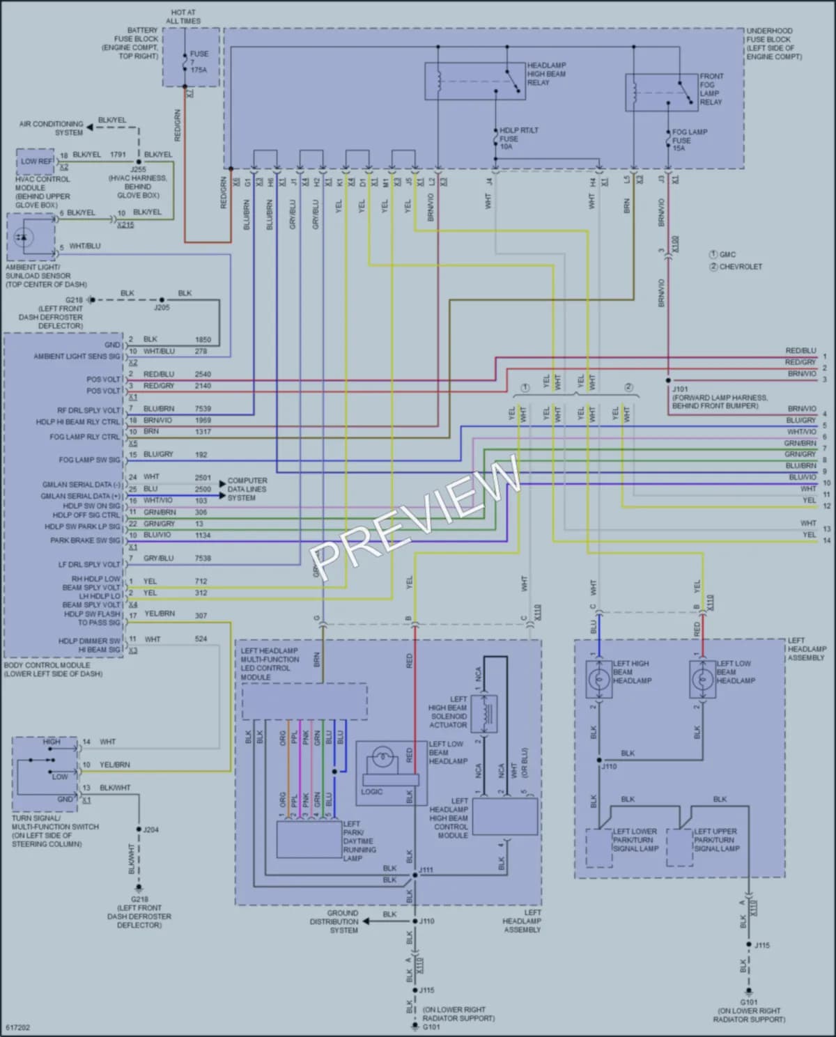 2018 GMC 2500HDSierra Headlights wiring diagram preview