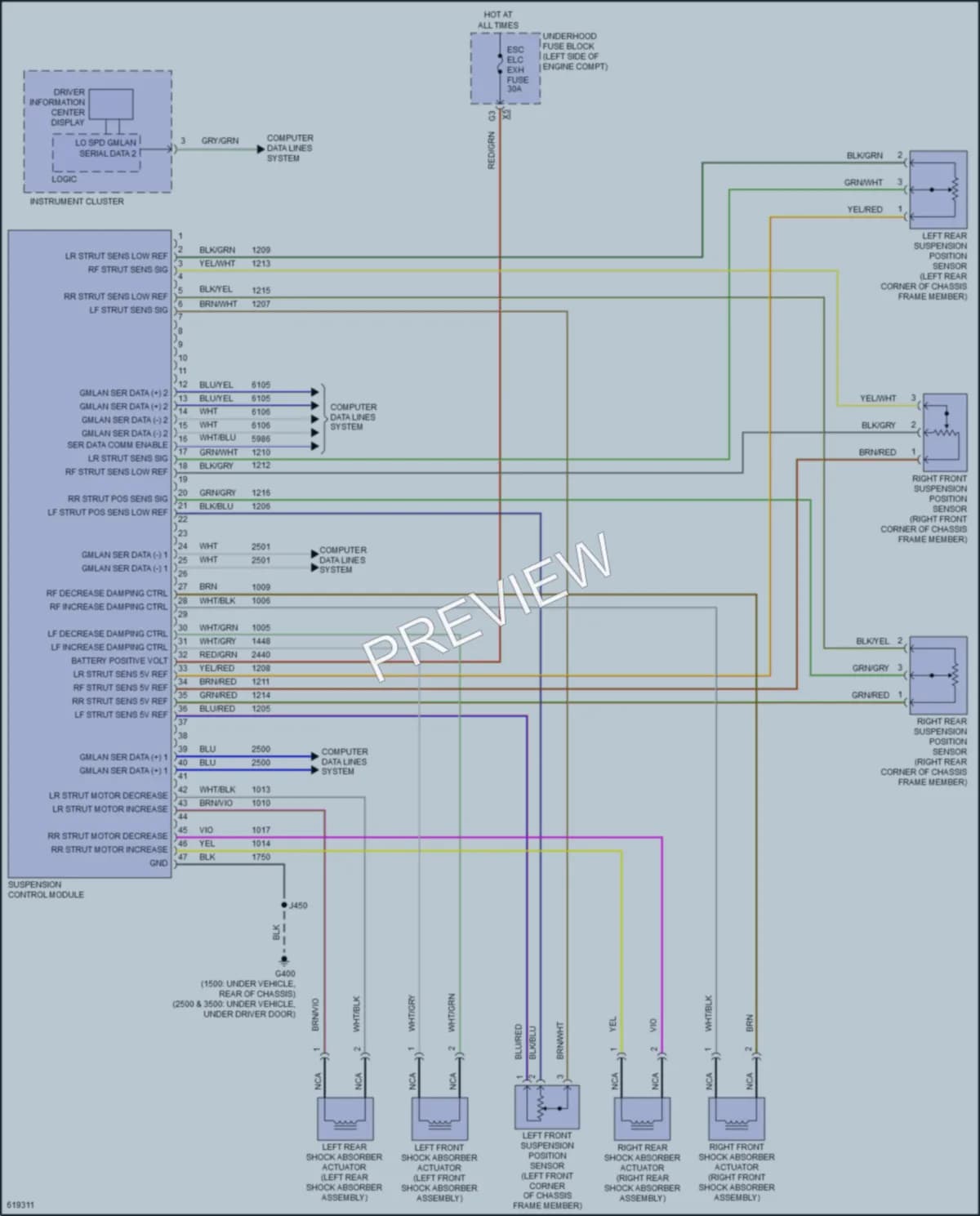 2018 GMC 2500HDSierraDenali Electronic Suspension wiring diagram preview
