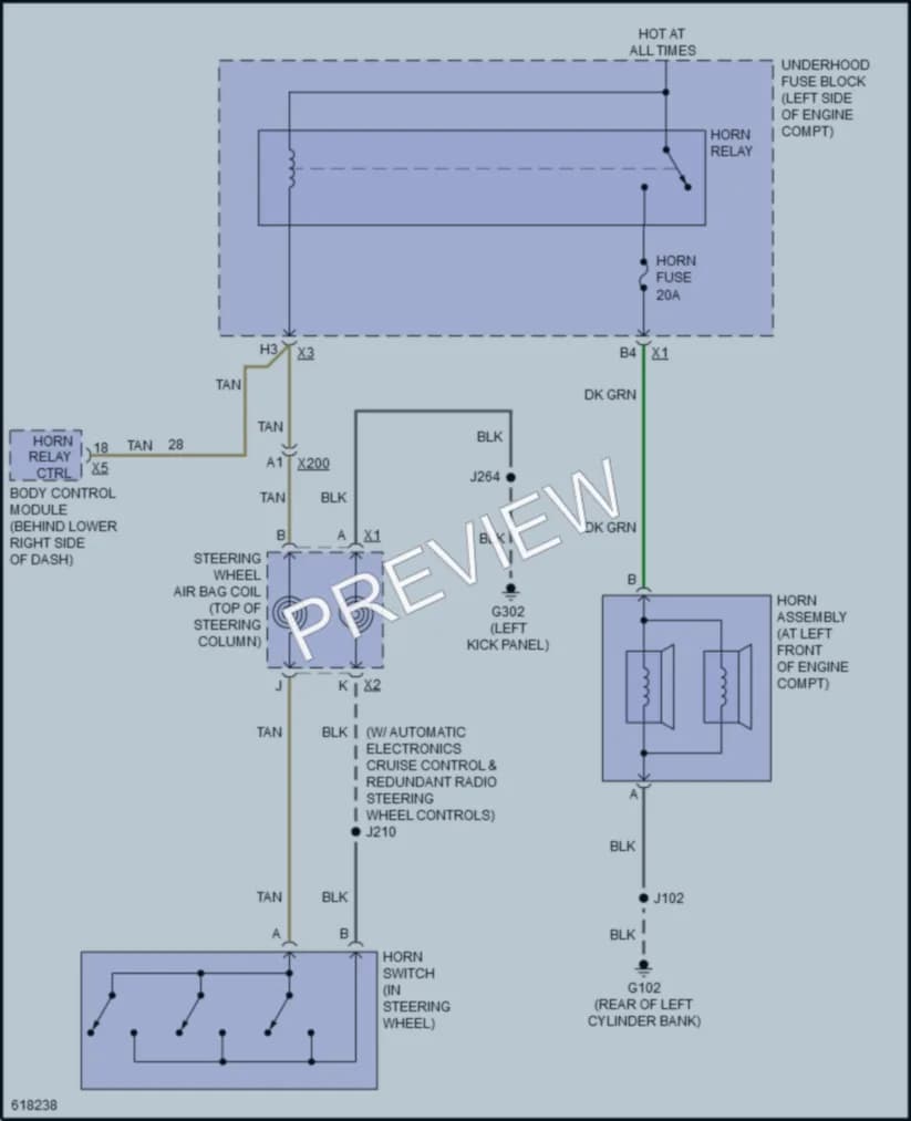 2018 GMC 2500Savana Horn wiring diagram preview