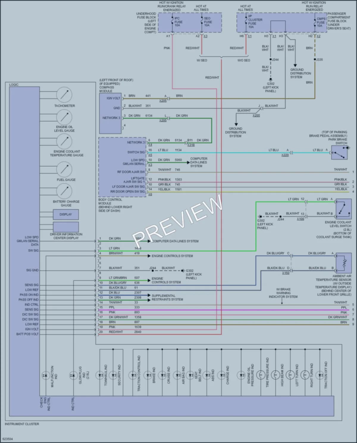 2018 GMC 3500Savana Instrument Cluster wiring diagram preview