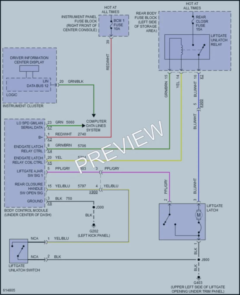 2018 GMC Acadia Trunk Tailgate Fuel Door wiring diagram preview