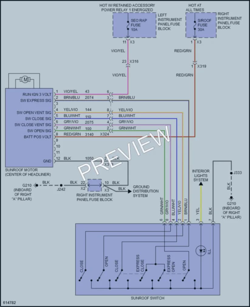 2018 GMC Yukon Power Top Sunroof wiring diagram preview