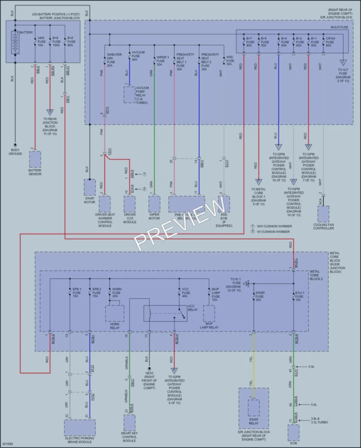 2018 Genesis G80 Power Distribution wiring diagram preview