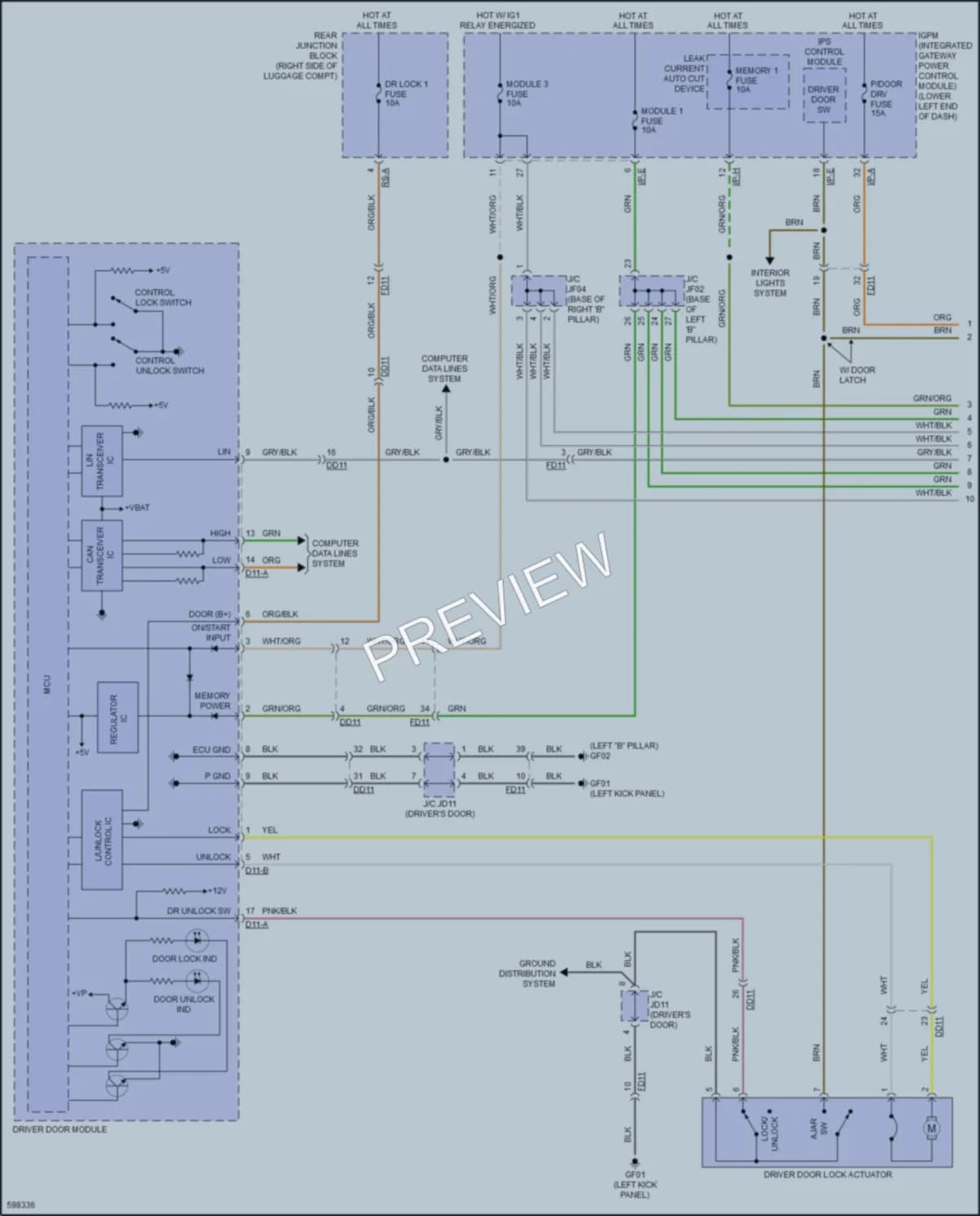 2018 Genesis G80 Power Door Locks wiring diagram preview