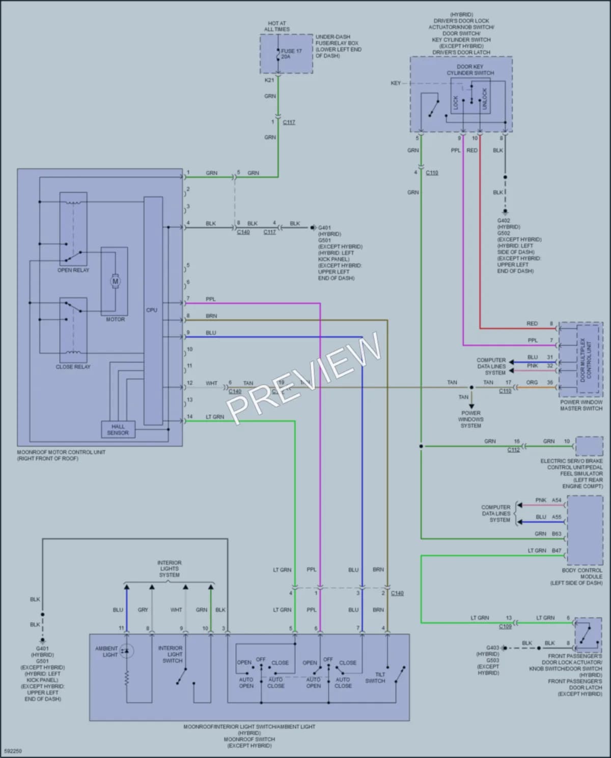 2018 Honda Accord Power Top Sunroof wiring diagram preview