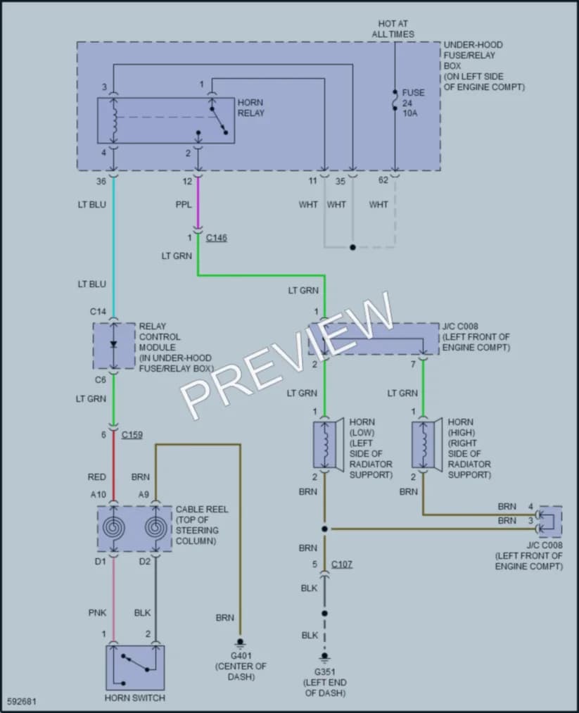 2018 Honda CRV Horn wiring diagram preview