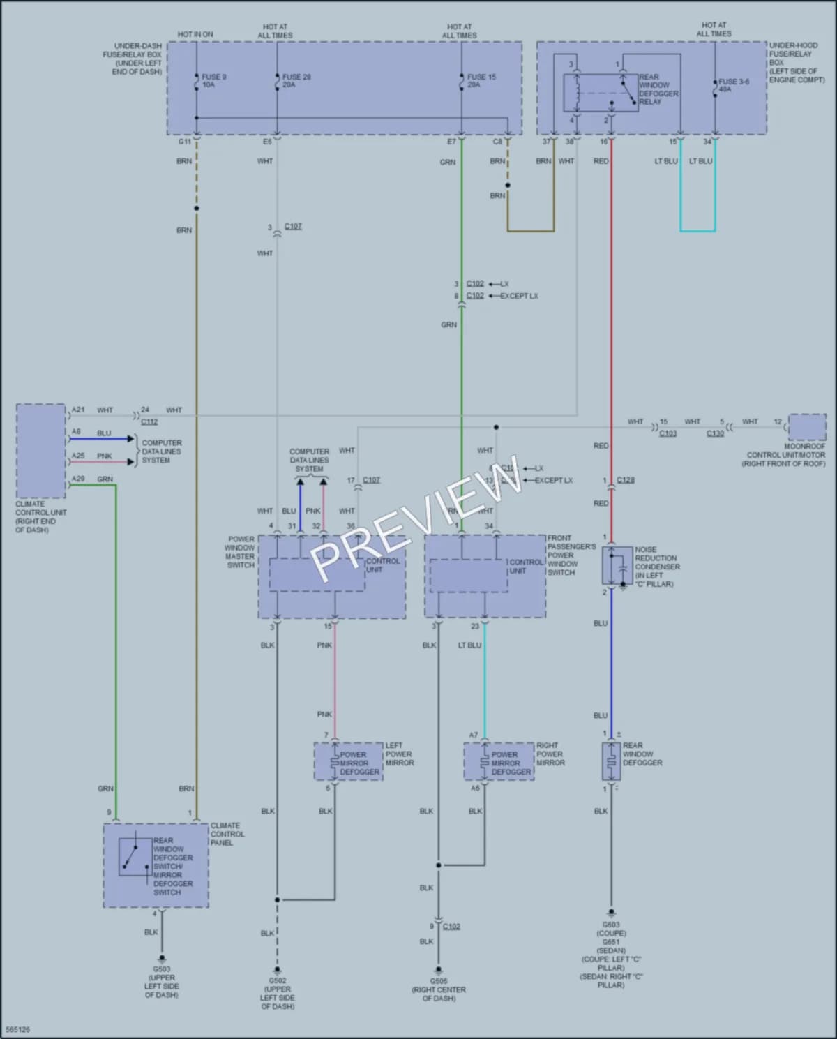 2018 Honda Civic Defoggers wiring diagram preview