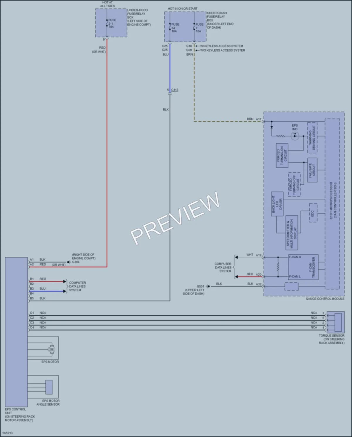 2018 Honda Civic Electronic Power Steering wiring diagram preview