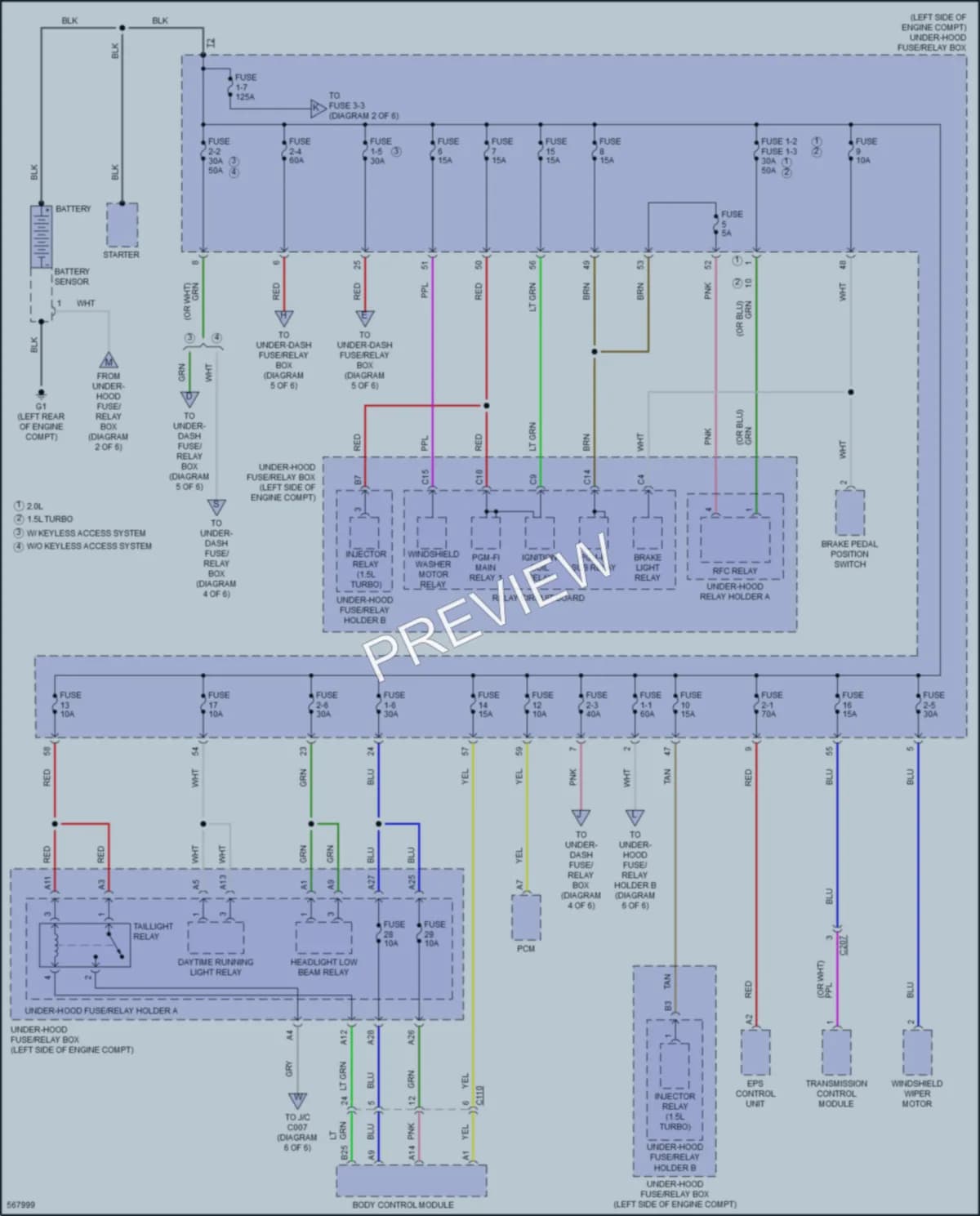 2018 Honda Civic Power Distribution wiring diagram preview