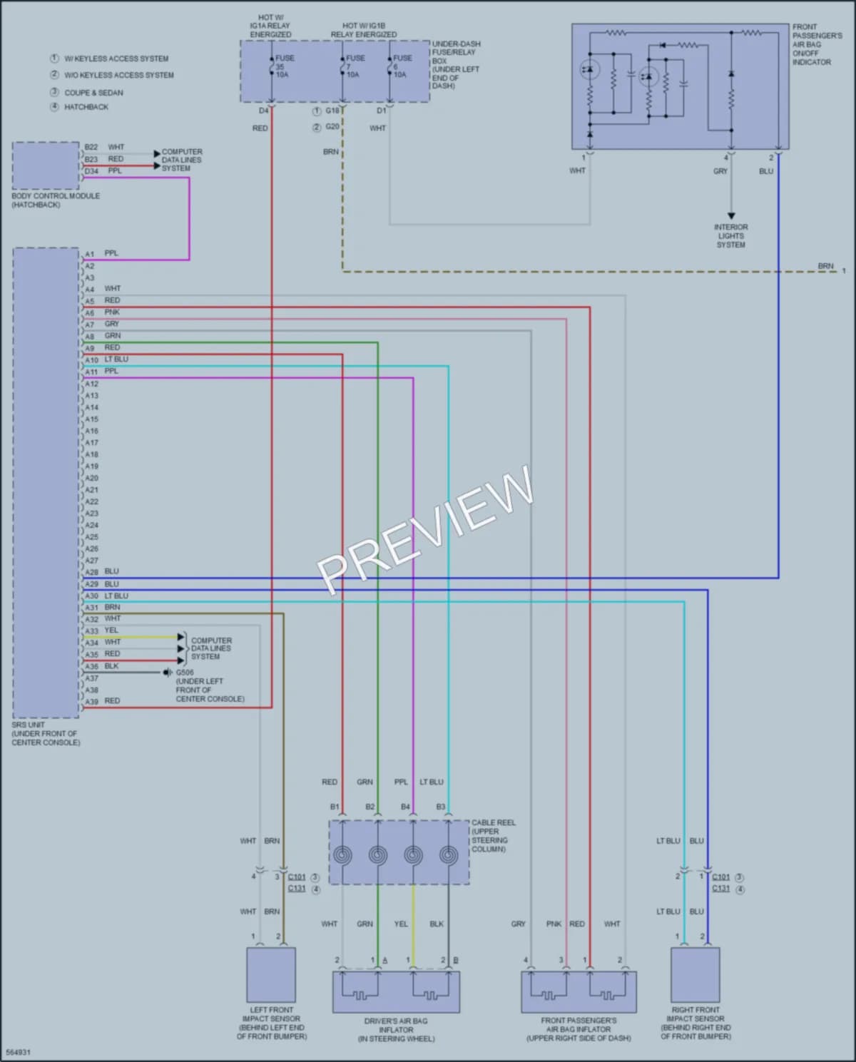 2018 Honda Civic Supplemental Restraints wiring diagram preview