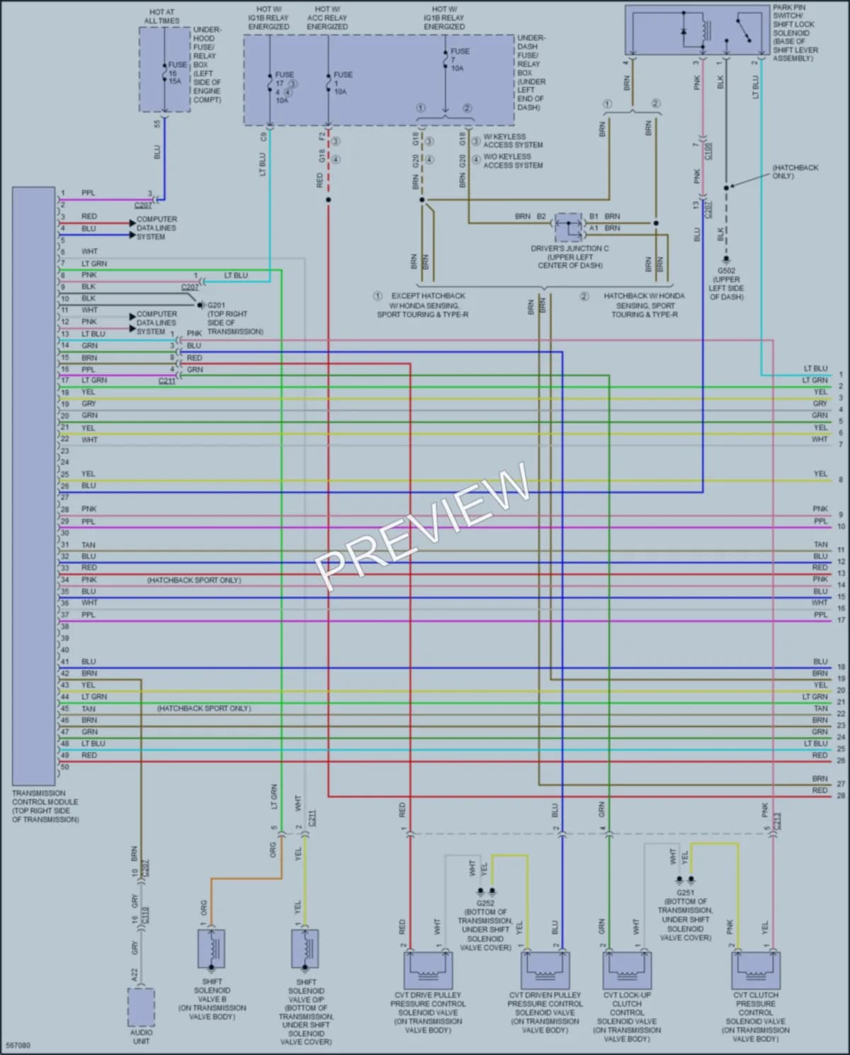 2018 Honda Civic Transmission wiring diagram preview