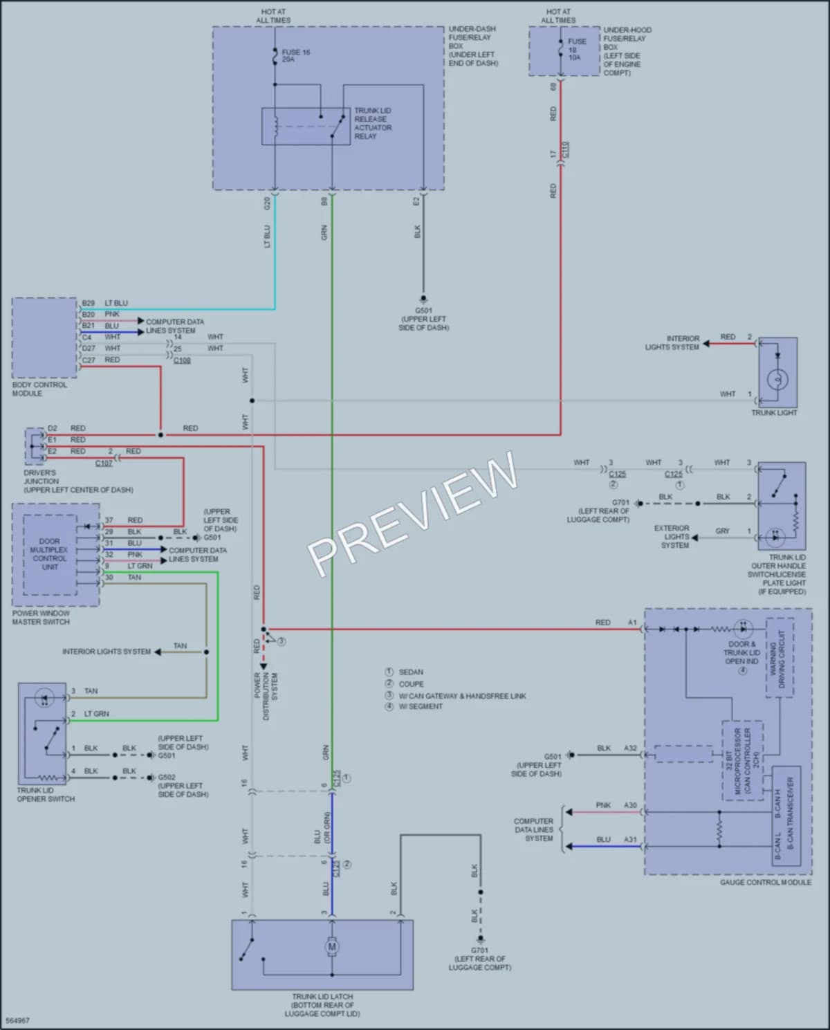 2018 Honda Civic Trunk Tailgate Fuel Door wiring diagram preview