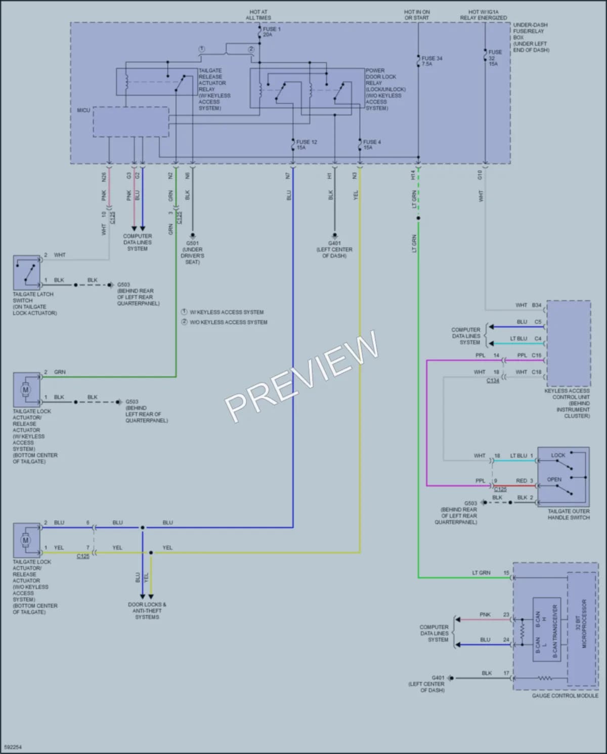 2018 Honda Fit Trunk Tailgate Fuel Door wiring diagram preview