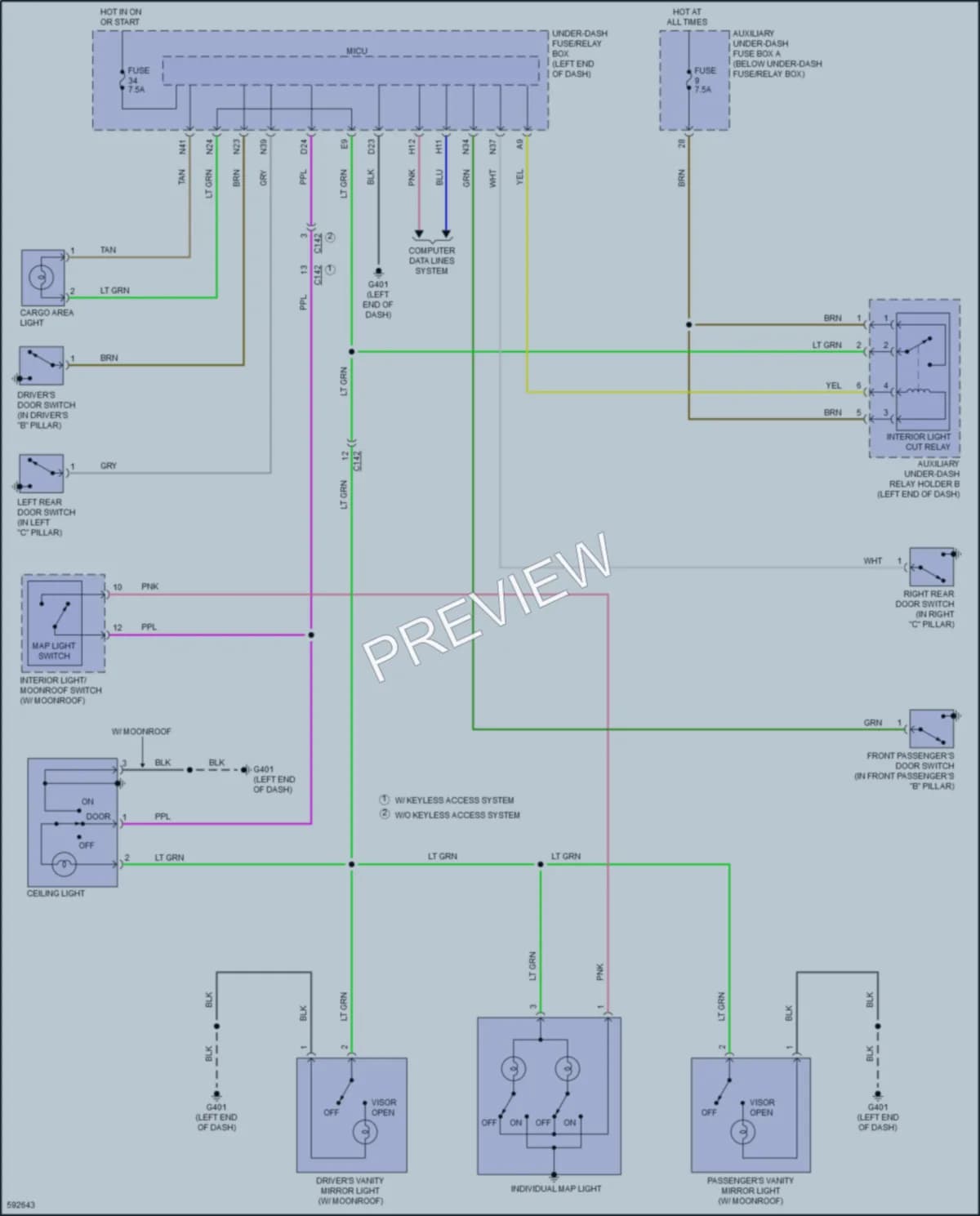 2018 Honda HRV Interior Lights wiring diagram preview