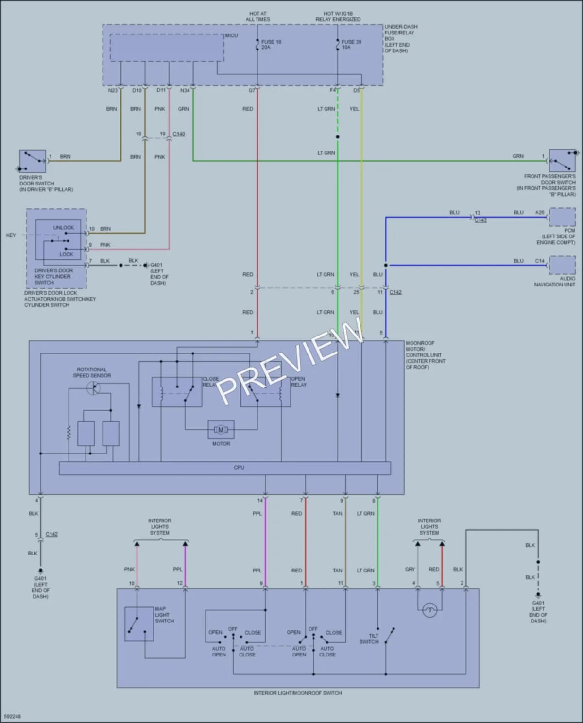 2018 Honda HRV Power Top Sunroof wiring diagram preview