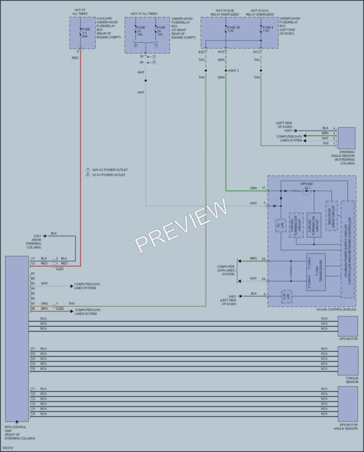2018 Honda Ridgeline Electronic Power Steering wiring diagram preview