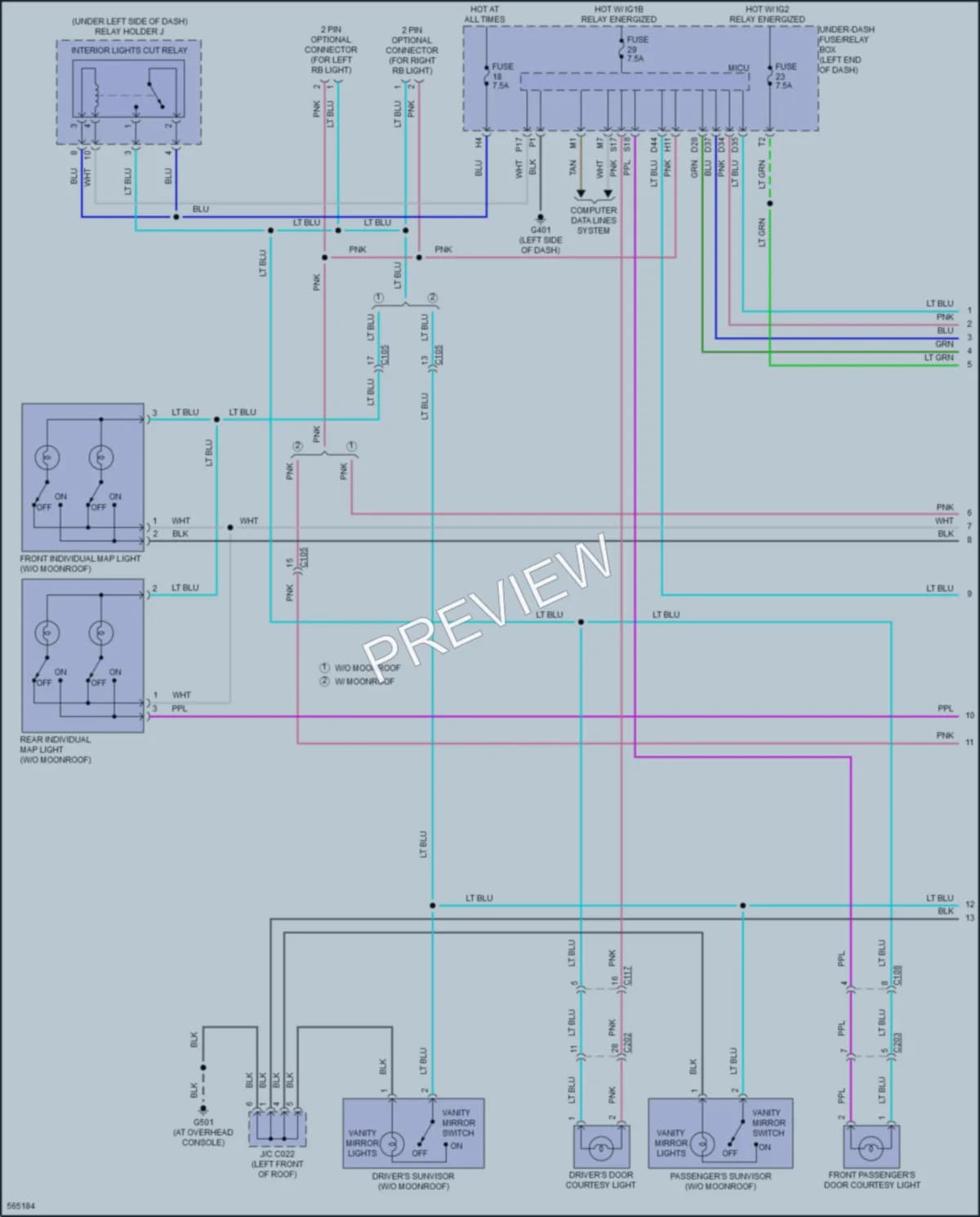 2018 Honda Ridgeline Interior Lights wiring diagram preview